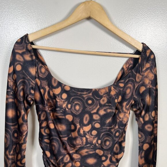 Douglas Hannant Silk Dress Size 8 Brown Black Party Cocktail Event Draped Back - Picture 4 of 12